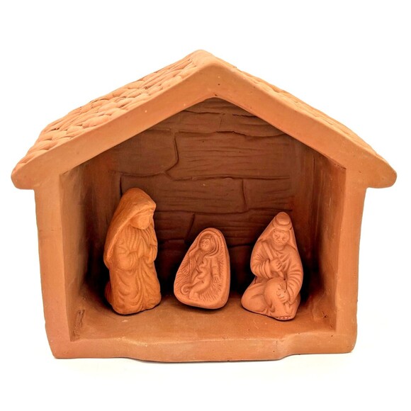 Terra Cotta Handmade Nativity Set 8 Piece Christmas‎ Jesus Mary Joseph Primitive - Picture 3 of 16